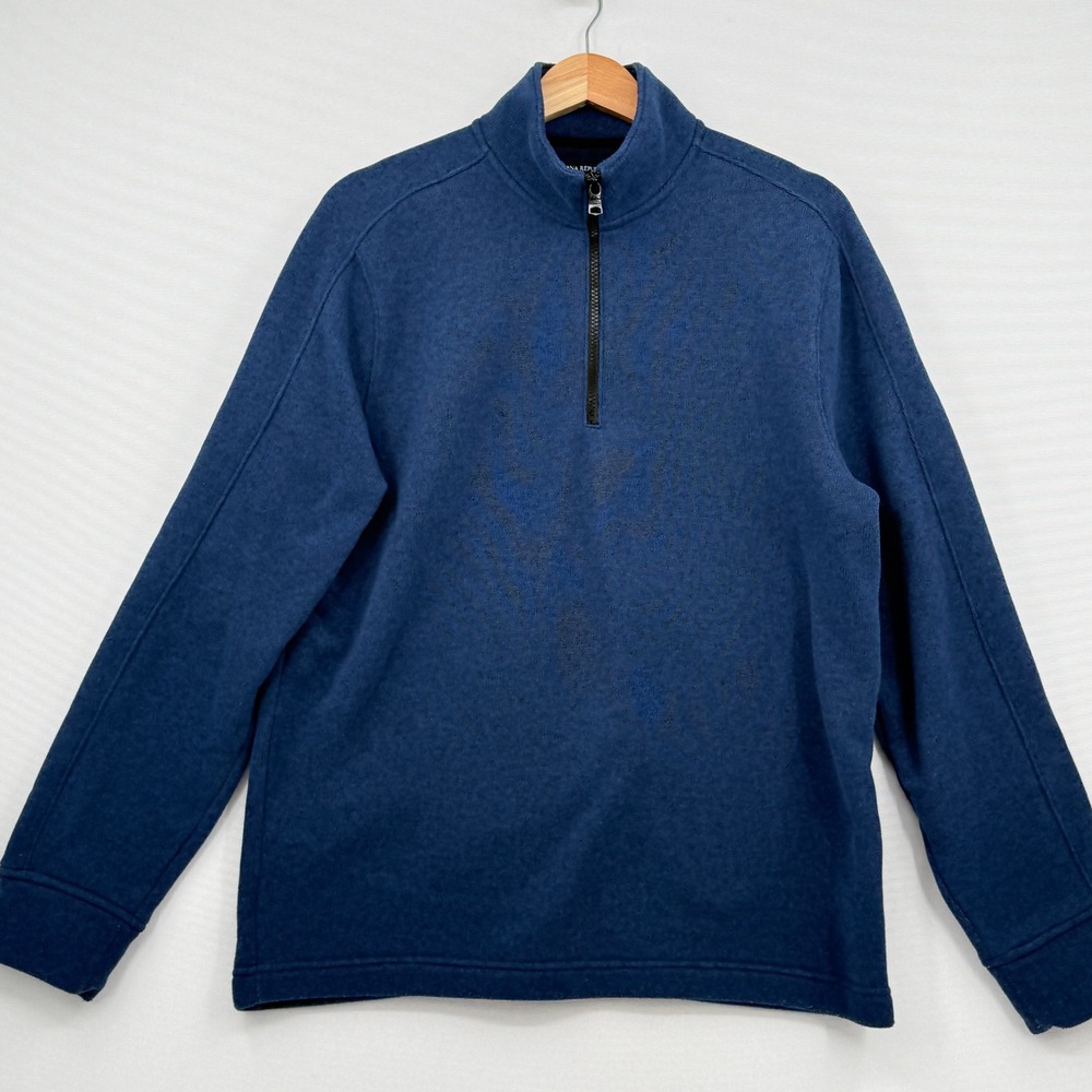Banana Republic Quarter Zip Pullover Mens Large Blue Polartec Sweater Preppy